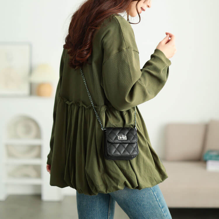 大きいサイズ レディース バルーンペプラムコットンプルオーバー