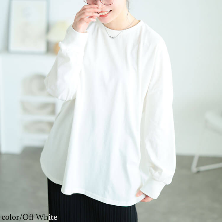 大きいサイズ レディース ラウンドヘムコットンプルオーバー