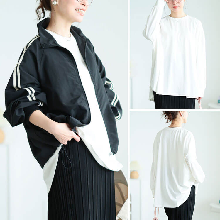 大きいサイズ レディース ラウンドヘムコットンプルオーバー