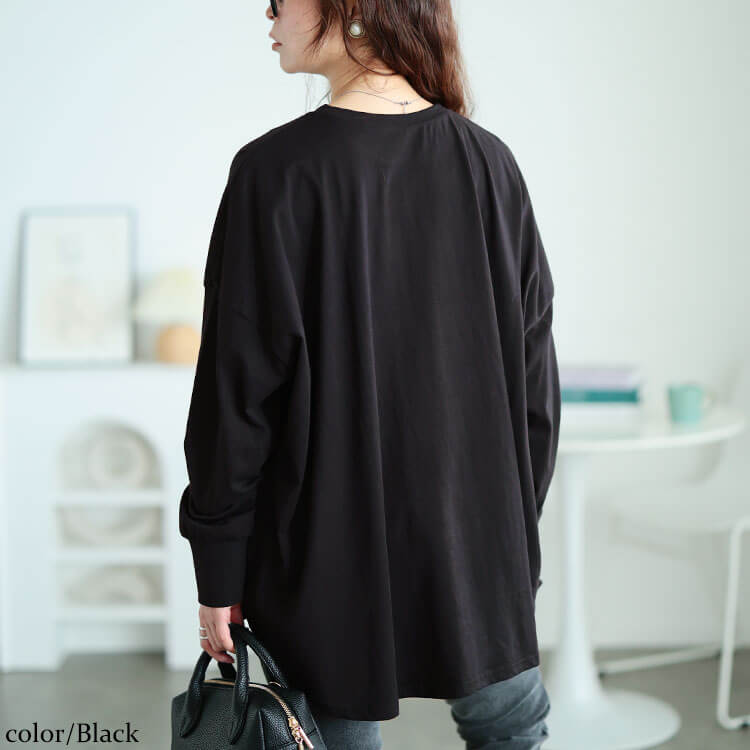 大きいサイズ レディース ラウンドヘムコットンプルオーバー