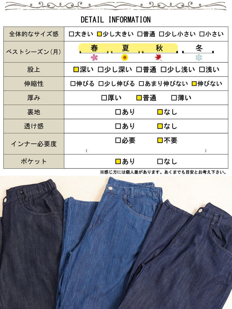 大きいサイズ レディース コットンスラブデニムフレアワイドパンツ