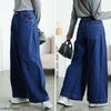 大きいサイズ レディース コットンデニムルーズワイドパンツ ネイビー