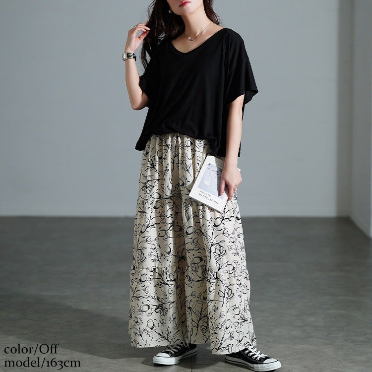 大きいサイズ レディース 冷感花柄ドッキングティアードワンピース