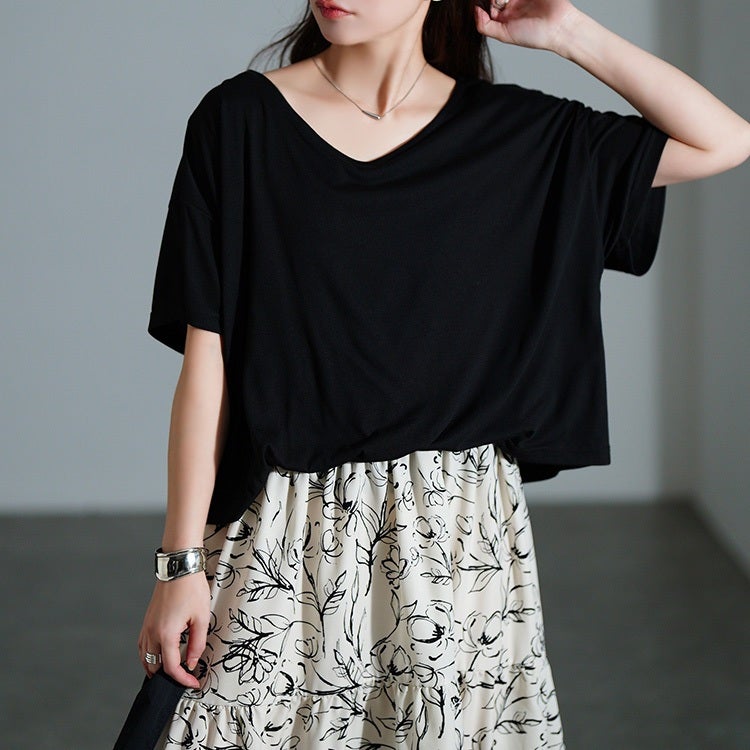 大きいサイズ レディース 冷感花柄ドッキングティアードワンピース