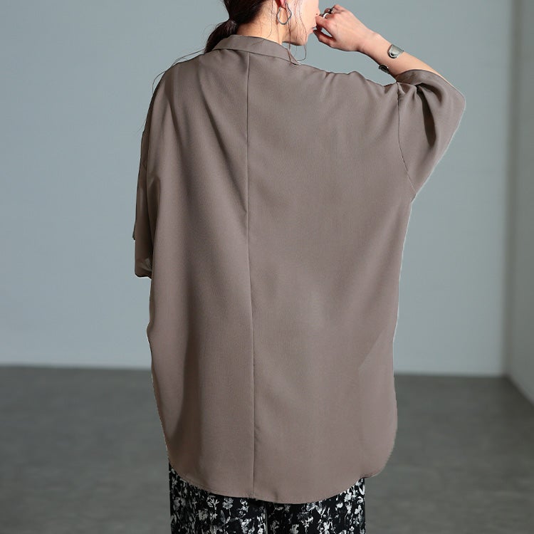 大きいサイズ レディース 冷感シャーリングオーバーシャツチュニック