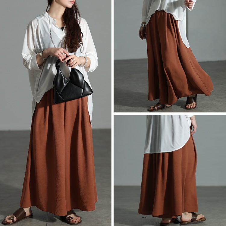 大きいサイズ レディース 冷感デザインウエストワイドフレアパンツ