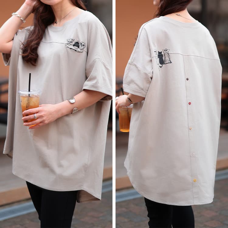 大きいサイズ レディース アニマルプリントコットンTシャツ