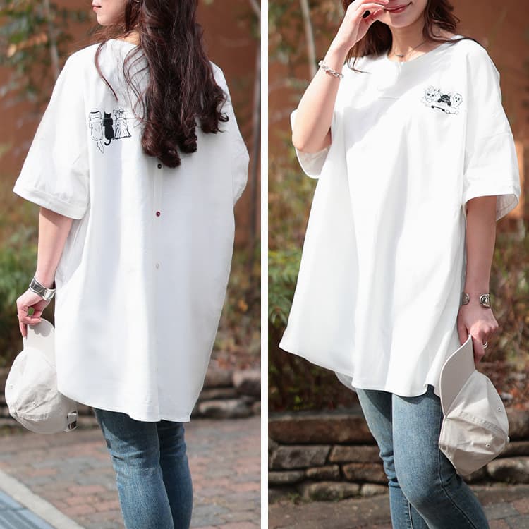 大きいサイズ レディース アニマルプリントコットンTシャツ