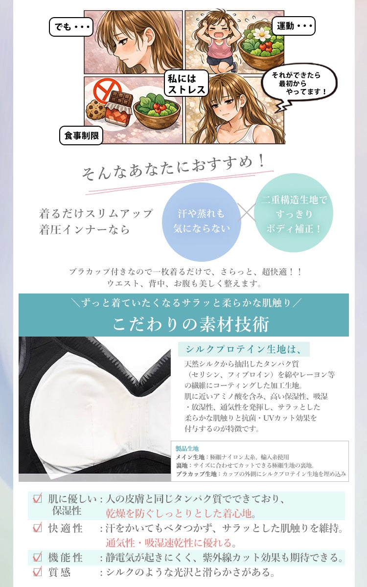 大きいサイズ レディース ブラカップ付き冷感メッシュインナー
