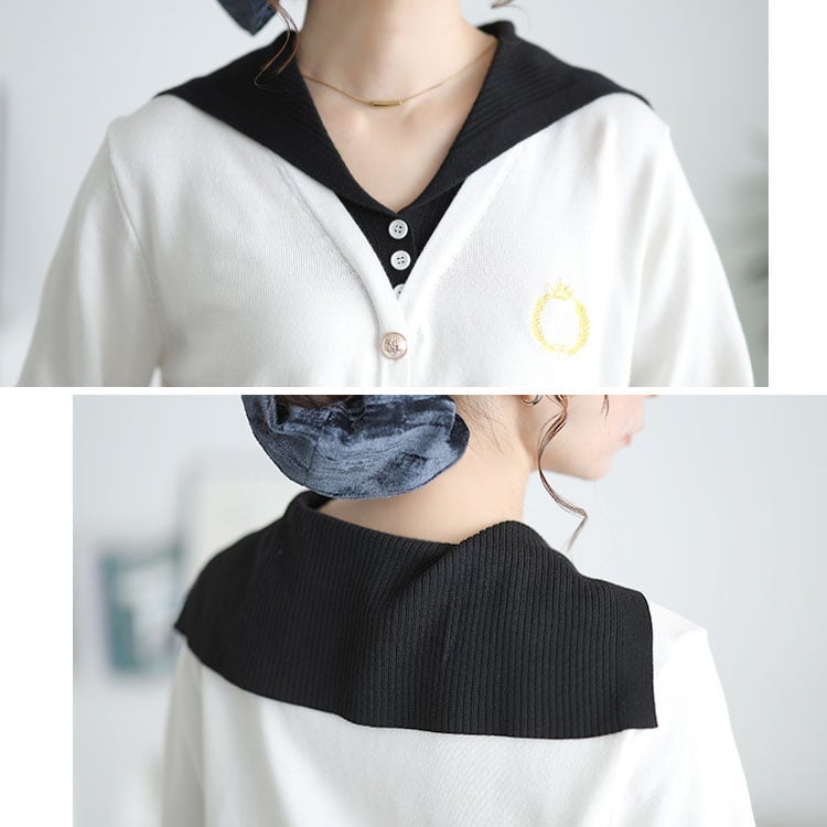 大きいサイズ レディース セーラーカラー重ね着風カーディガン