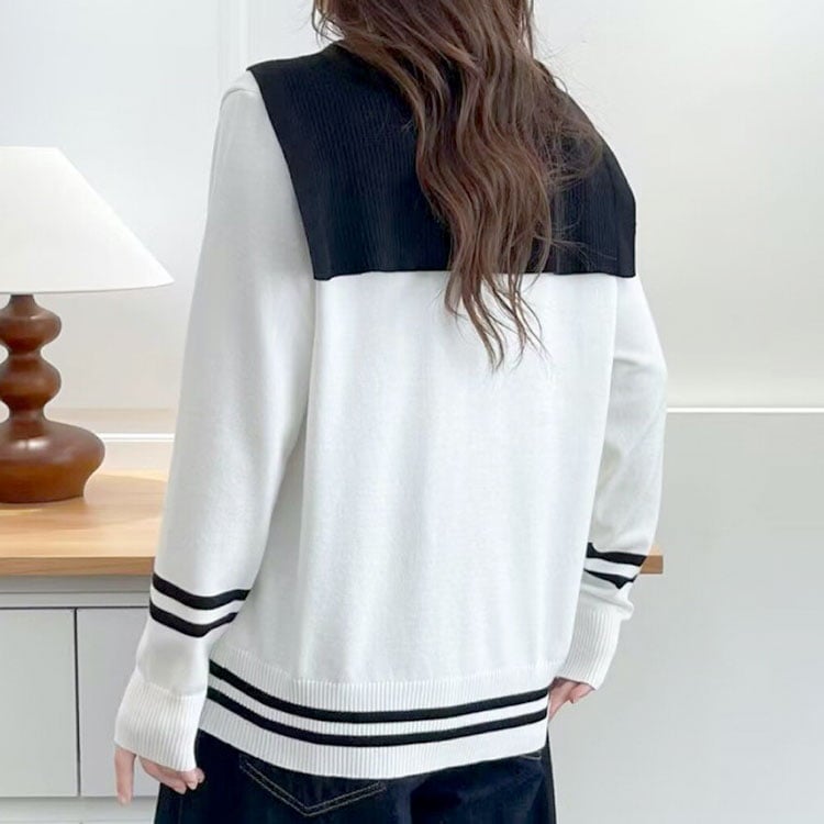 大きいサイズ レディース セーラーカラー重ね着風カーディガン