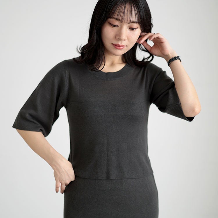 大きいサイズ レディース ニットトップス＆マーメイドラインスカートセットアップ