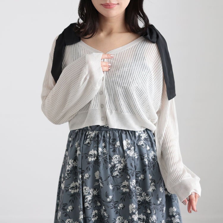 大きいサイズ レディース 透かしストライプカーディガン