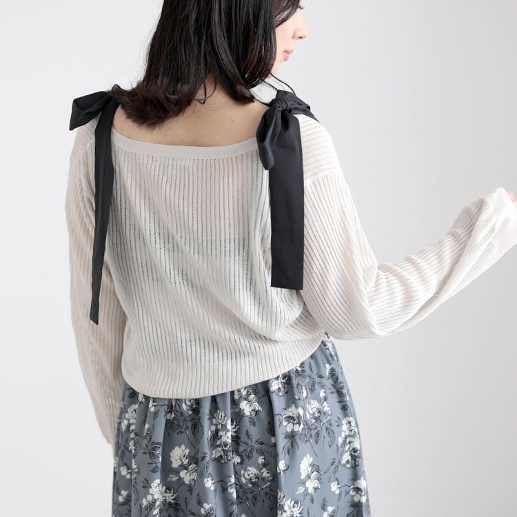 大きいサイズ レディース 透かしストライプカーディガン