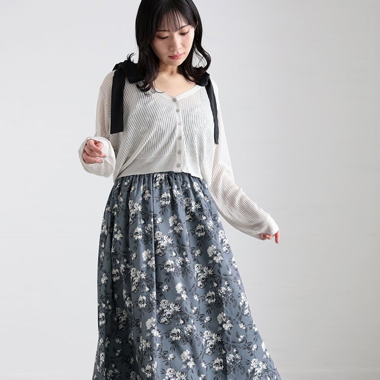 大きいサイズ レディース 透かしストライプカーディガン