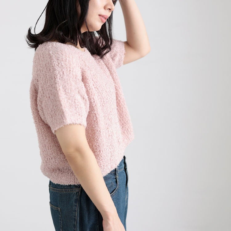 大きいサイズ レディース フェザーフリンジサマーニット