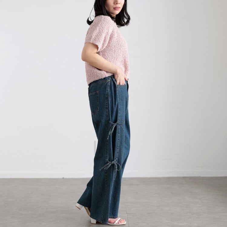 大きいサイズ レディース フェザーフリンジサマーニット