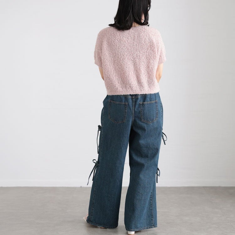 大きいサイズ レディース フェザーフリンジサマーニット