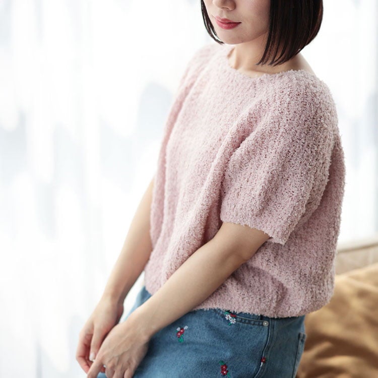 大きいサイズ レディース フェザーフリンジサマーニット