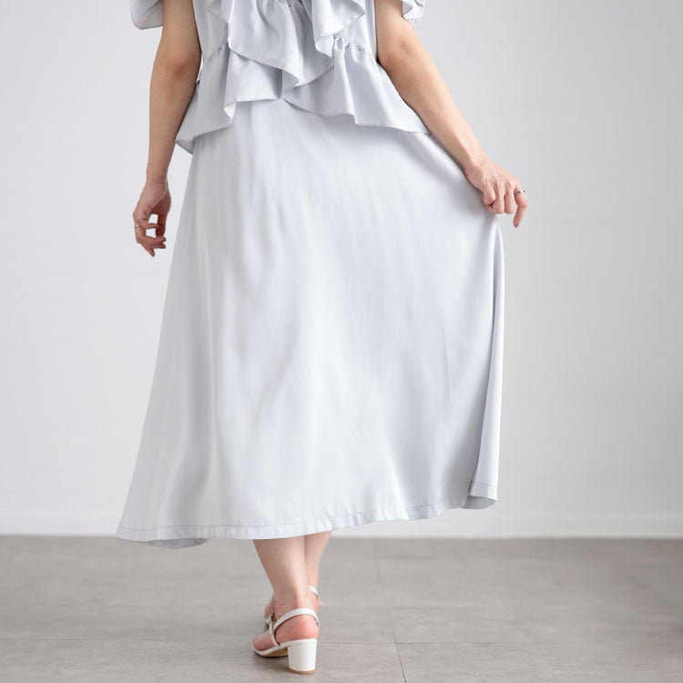 大きいサイズ レディース 前後2wayサテンフリルワンピース