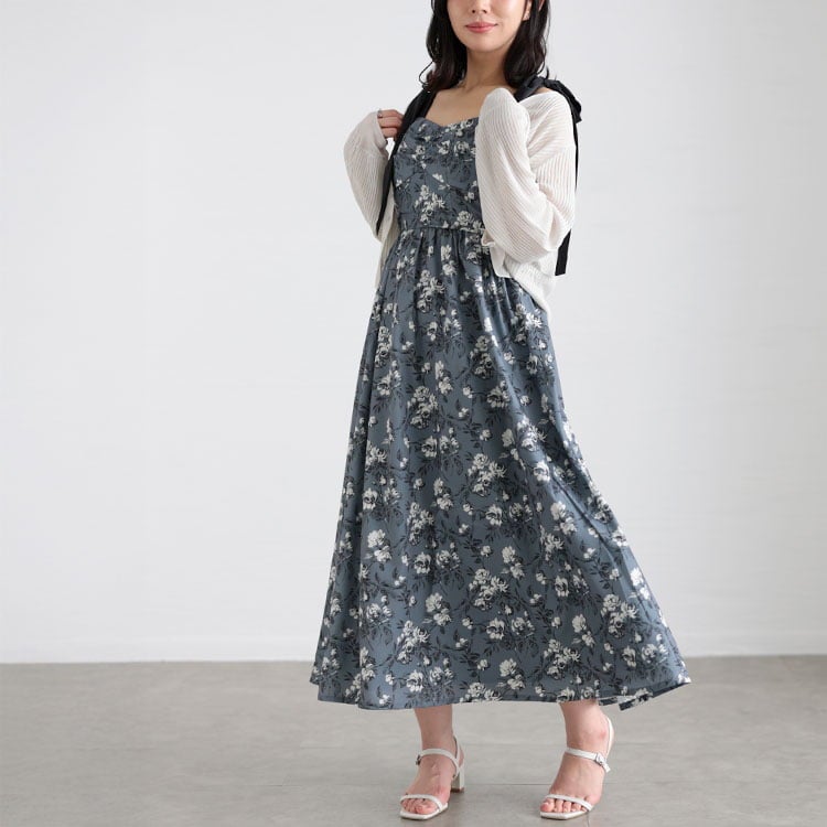 大きいサイズ レディース フラワーガーリーワンピース