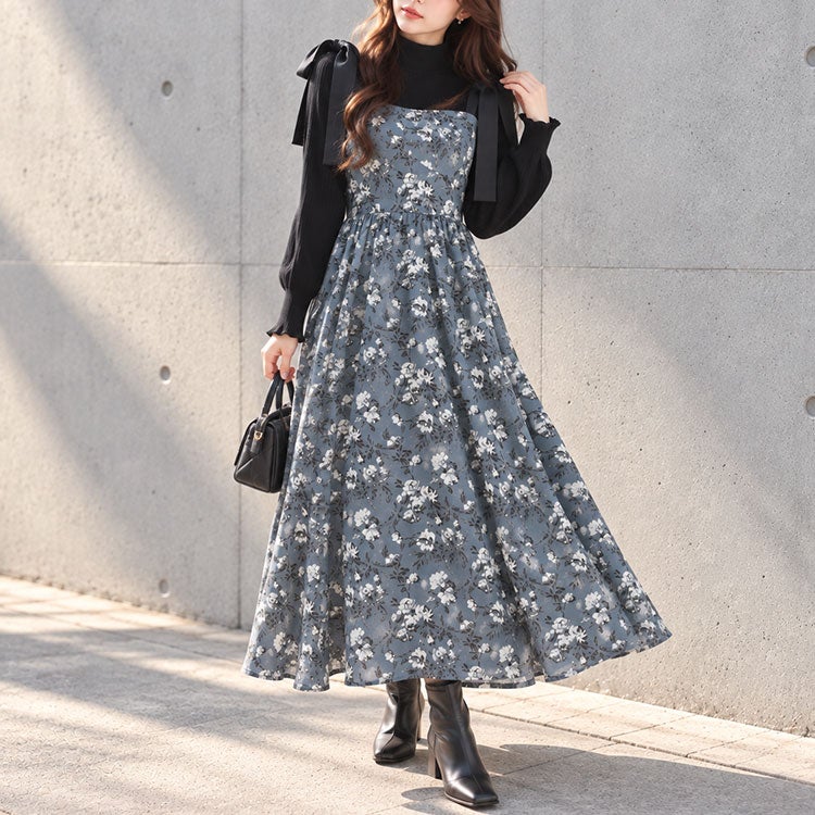 大きいサイズ レディース フラワーガーリーワンピース