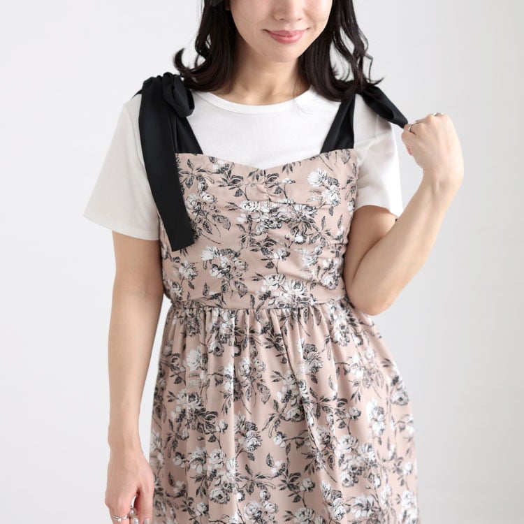 大きいサイズ レディース フラワーガーリーワンピース