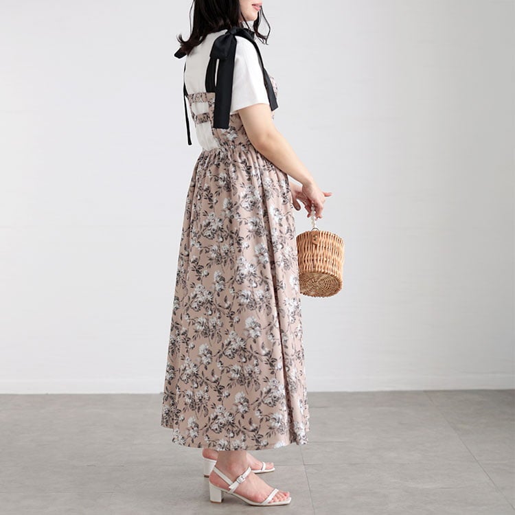 大きいサイズ レディース フラワーガーリーワンピース