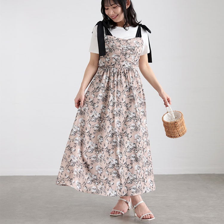 大きいサイズ レディース フラワーガーリーワンピース