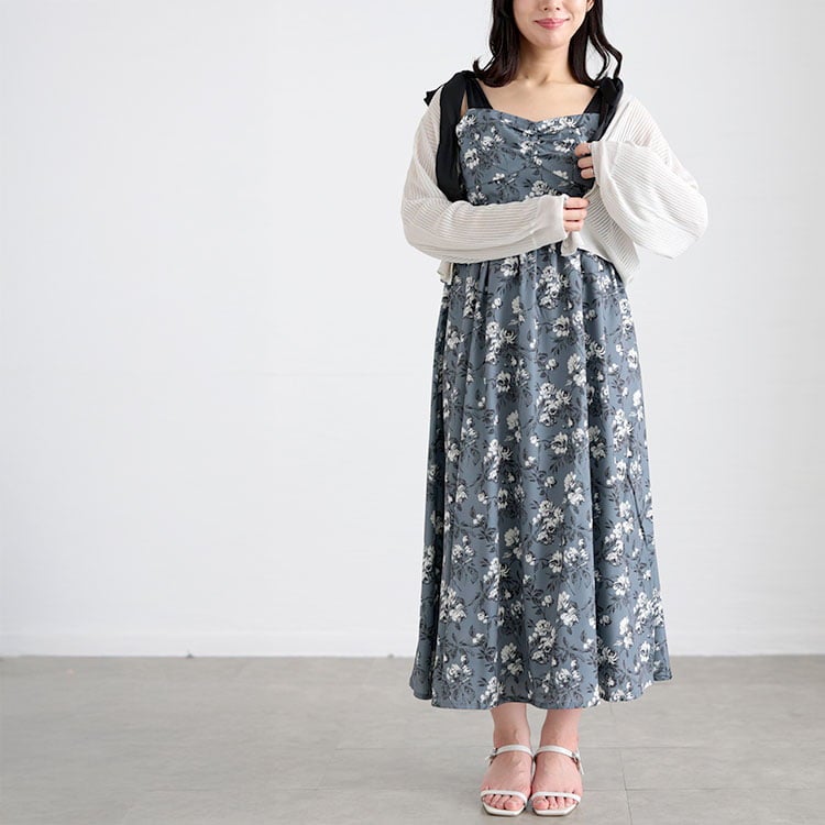 大きいサイズ レディース フラワーガーリーワンピース