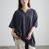 大きいサイズ レディース 冷感キーネック裾タックチュニック ネイビー