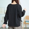 大きいサイズ レディース キャンディスリーブVネックコットンプルオーバー ブラック