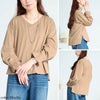 大きいサイズ レディース キャンディスリーブVネックコットンプルオーバー モカ