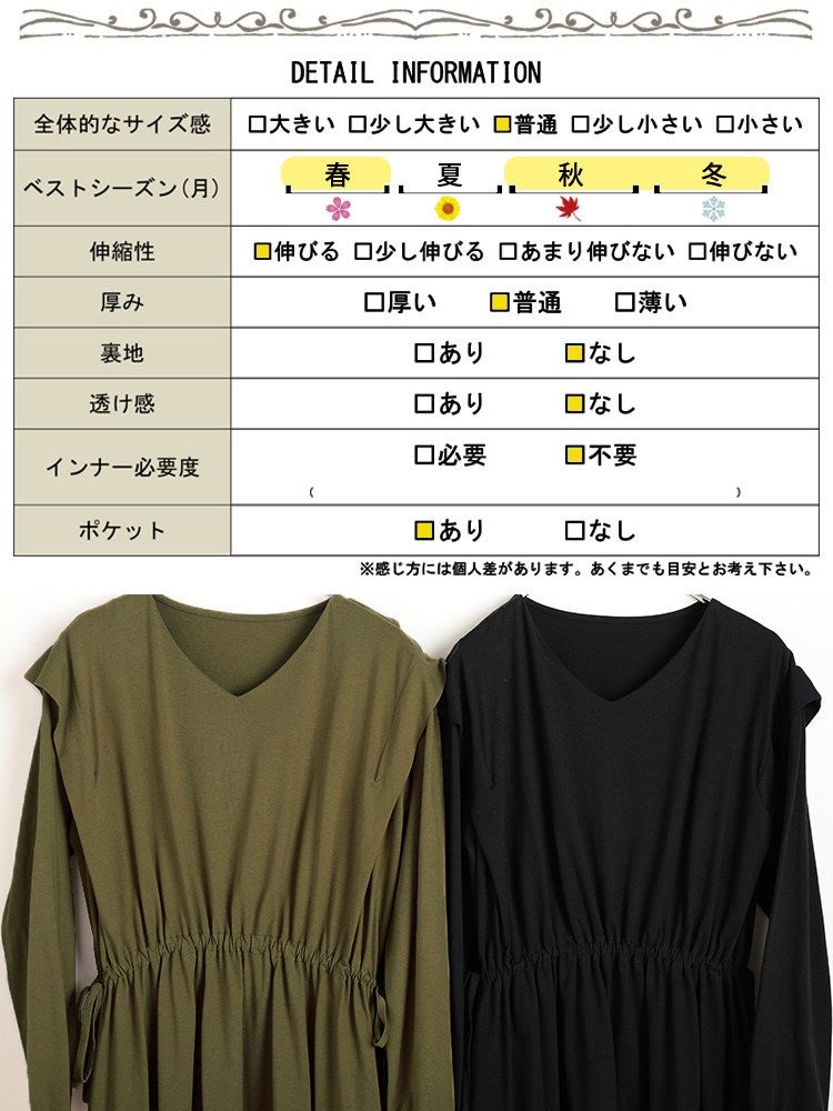 大きいサイズ レディース タックショルダーコットンワンピース