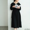 大きいサイズ レディース タックショルダーコットンワンピース ブラック