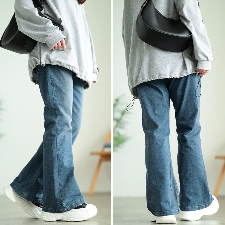 大きいサイズ レディース ストレッチデニムフレアパンツ
