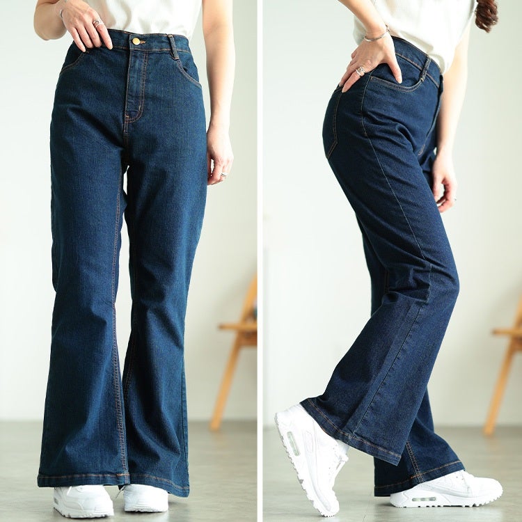 大きいサイズ レディース ストレッチデニムフレアパンツ