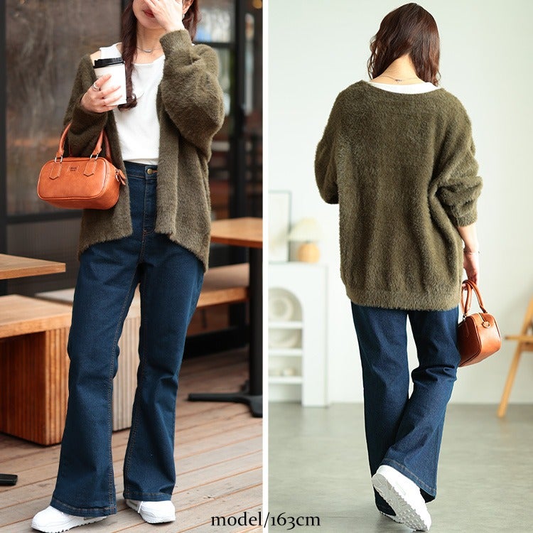 大きいサイズ レディース ストレッチデニムフレアパンツ