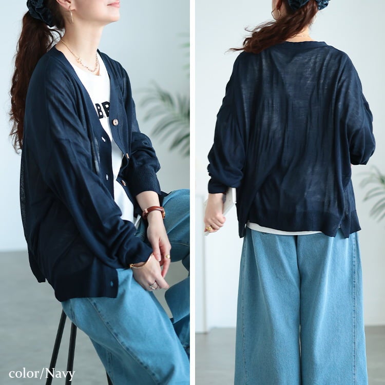 大きいサイズ レディース サマーニットドルマンカーディガン