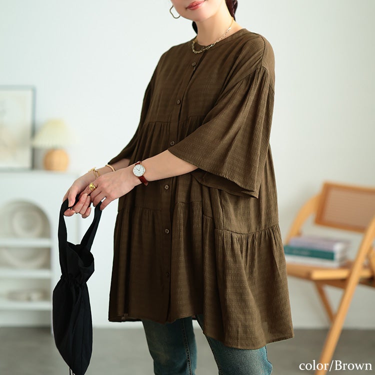 大きいサイズ レディース フレアスリーブティアードチュニック