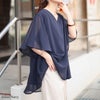 大きいサイズ レディース シフォンレイヤードフレアスリーブチュニック ネイビー