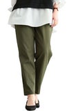 大きいサイズ レディース 接触冷感ソフトフィットテーパードパンツ カーキ(10分丈)