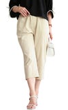 大きいサイズ レディース 接触冷感ソフトフィットテーパードパンツ アイボリー(クロップド丈)