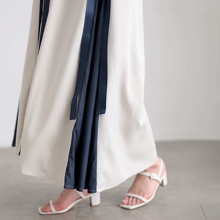 大きいサイズ レディース バイカラーパネル切替ワンピース