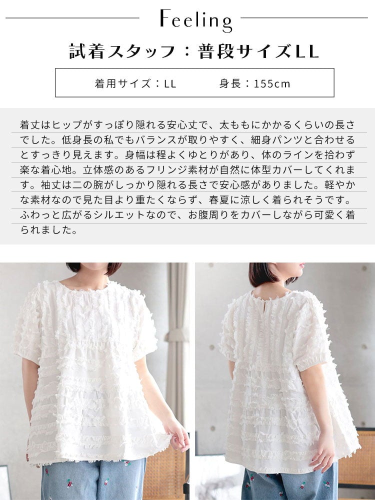 大きいサイズ レディース フリンジジャガードペプラム半袖プルオーバー