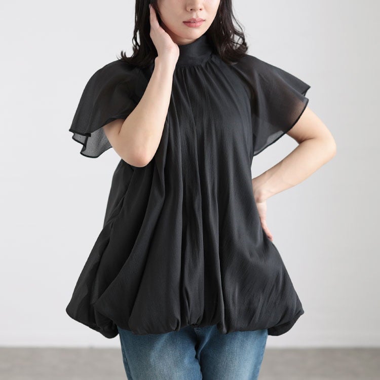 大きいサイズ レディース シフォンバルーンブラウス