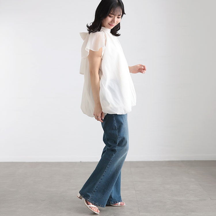 大きいサイズ レディース シフォンバルーンブラウス