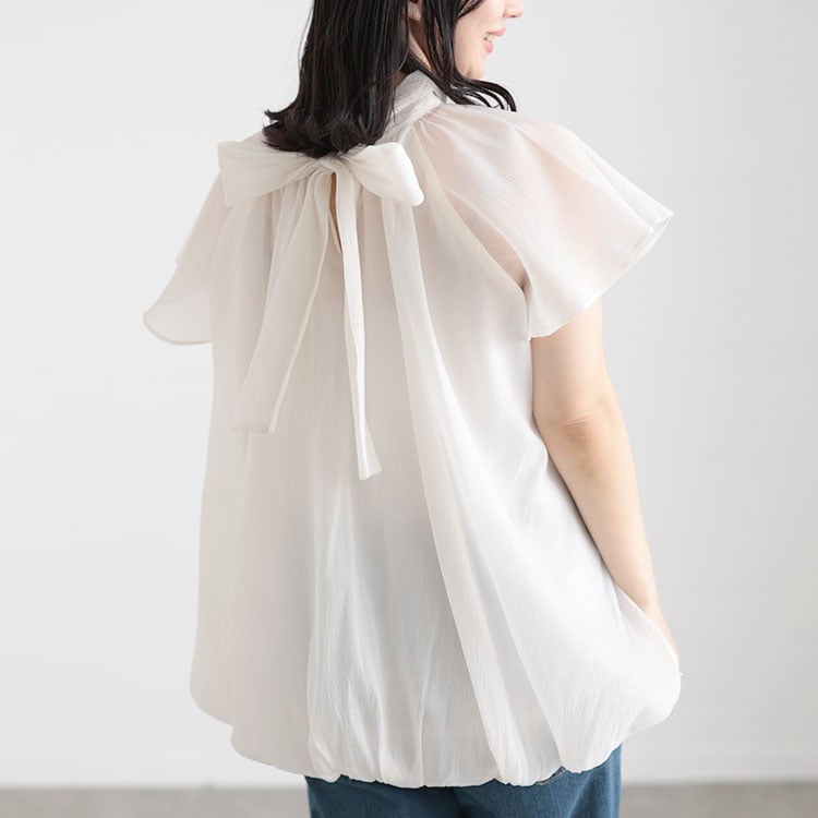 大きいサイズ レディース シフォンバルーンブラウス