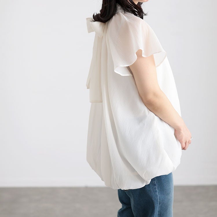 大きいサイズ レディース シフォンバルーンブラウス