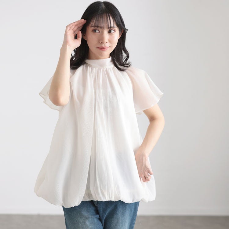大きいサイズ レディース シフォンバルーンブラウス
